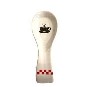 Vintage 1995 Kamenstein Ceramic Spoon Rest Checkerboard Cafe Coffee Taiwan NOS